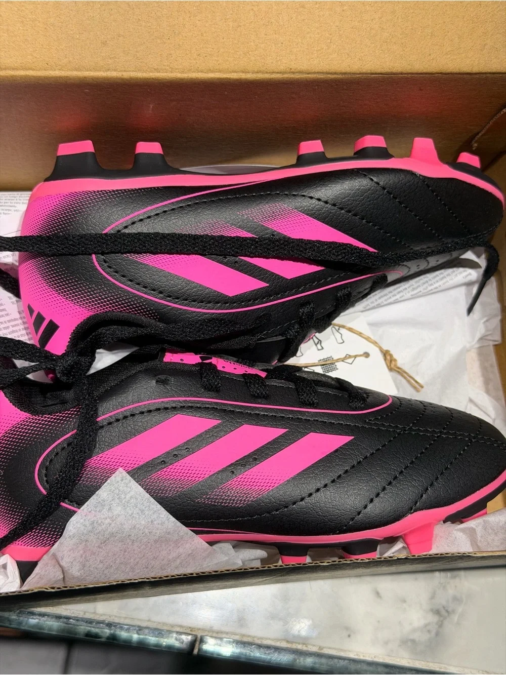 adidas Kids Black & Hot Pink Soccer Sneakers
